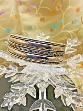 Sterling Silver 925 BA SUARTI BALI INDONESIA Braided Woven Cuff Bracelet, 3 rows